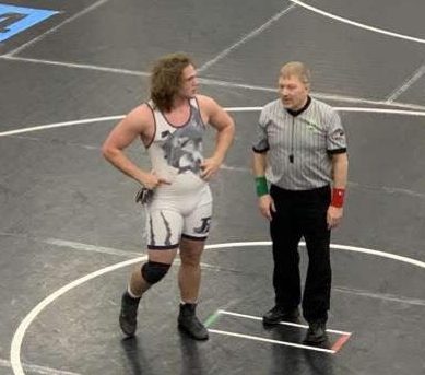 Radical discusses things with an official at the OHSAA State Championships. (Photo contributed by Greg Brown)