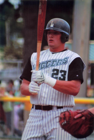 Derek Melton head s to the plate for the Loggers.  