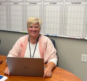 The new superintendent, Kelly Spivey, spending time at her office 