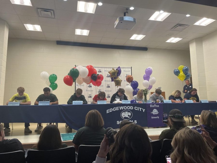 Nine seniors sign their letter of intent to further their academic and athletic career. 