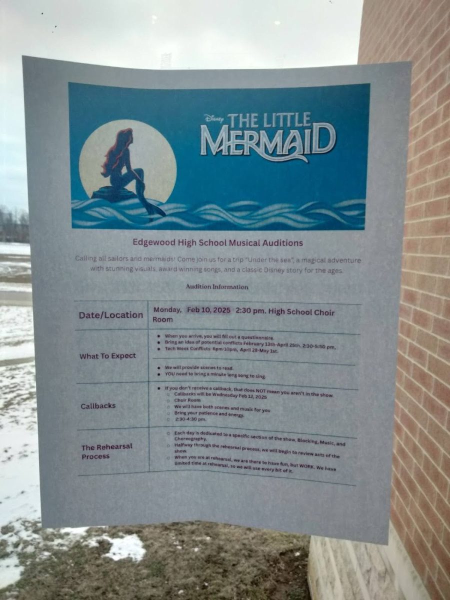 Flyers were posted for tryouts for this year's musical, The Little Mermaid.  